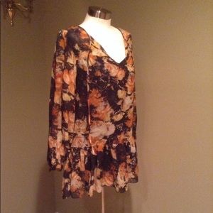 Haute Hippie black/orange sheer above knee dress